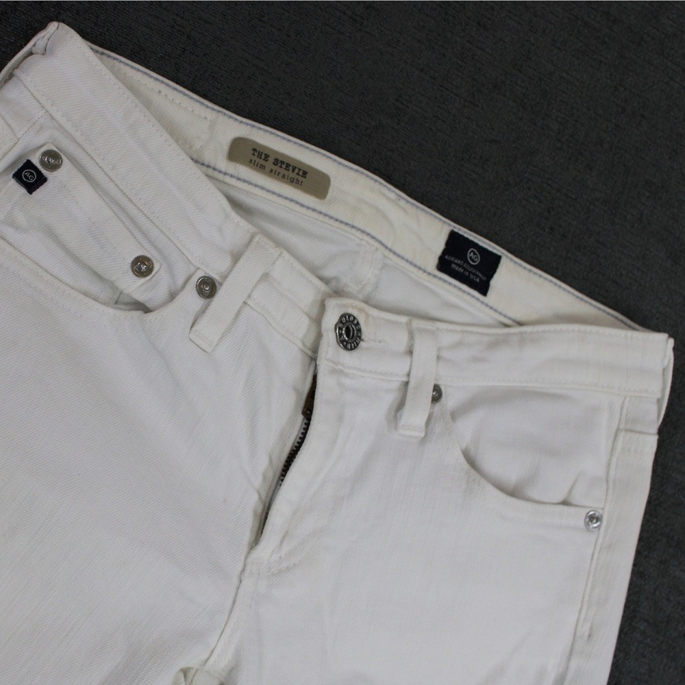 AG Adriano Goldschmied The Stevie Slim Straight Jeans White OSD1286-WHT 26R